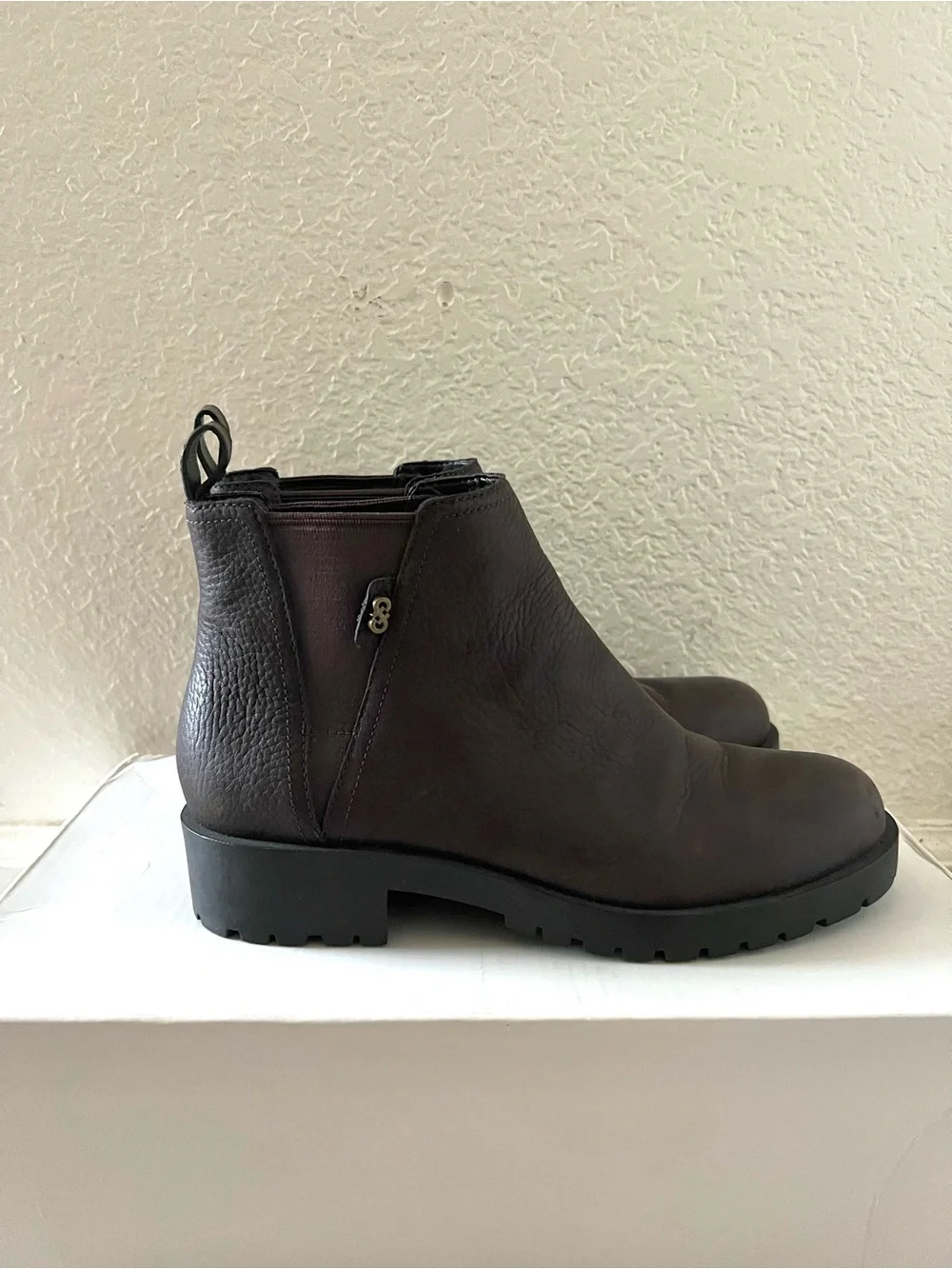Dark Brown Leather Lug Sole Chelsea Boots